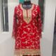 Stunning Red Chinon Gharara with Kasab & Dabka Work